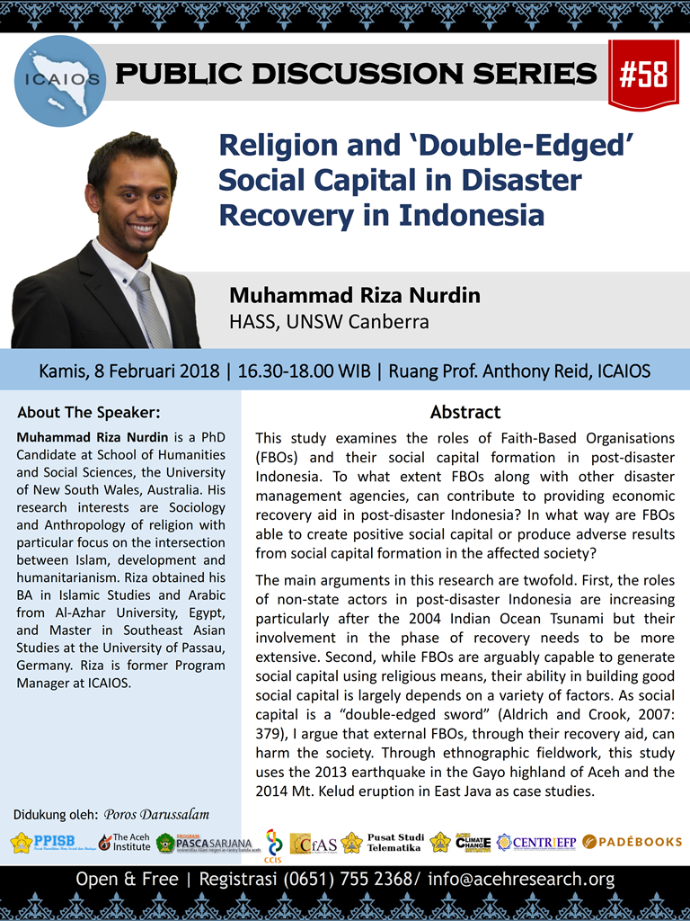 PDS #58 : Religion and 'Double-Edged' Social Capital in Disaster Recovery in Indonesia