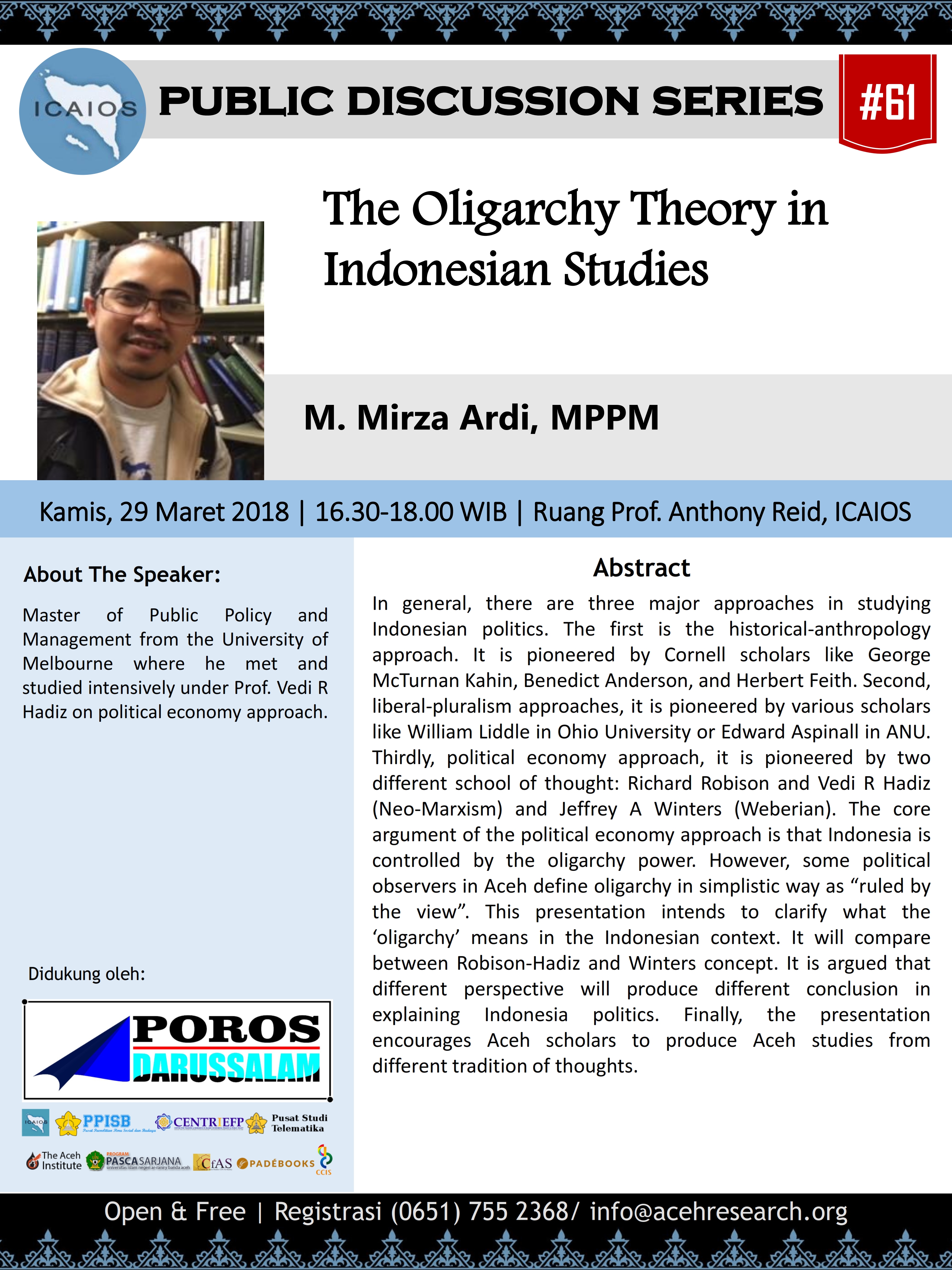 PDS #61: The Oligarchy Theory in Indonesian Studies