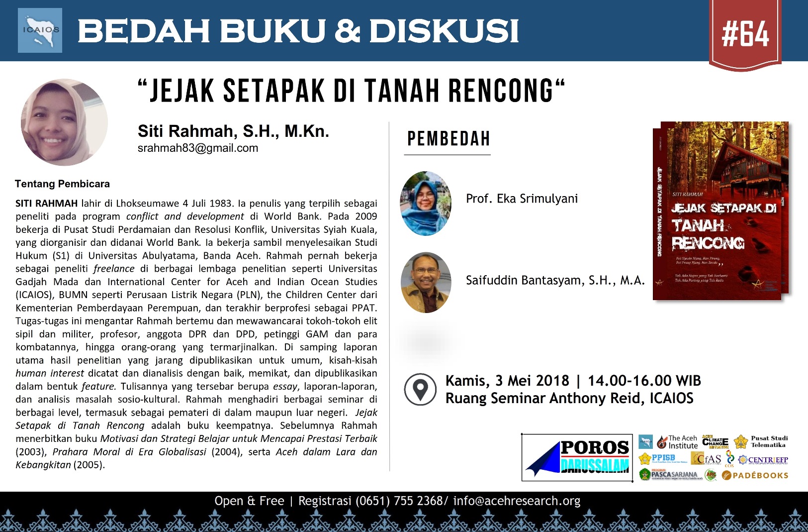 Bedah Buku : Jejak Setapak di Tanah Rencong
