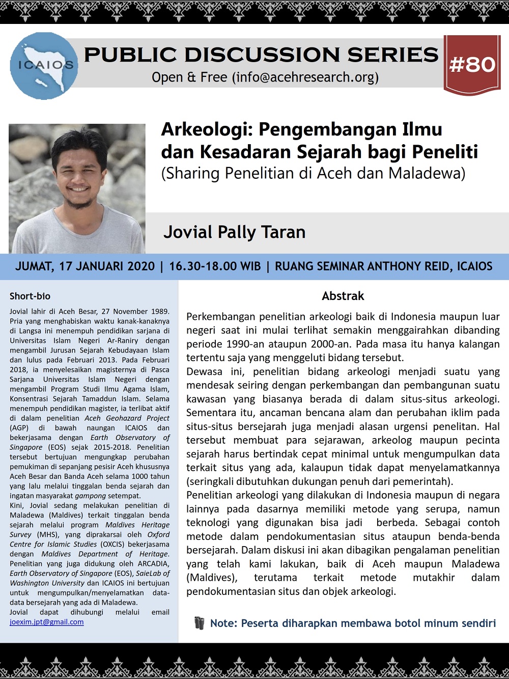 PDS #80: Arkeologi: Pengembangan Ilmu dan Kesadaran Sejarah bagi Peneliti