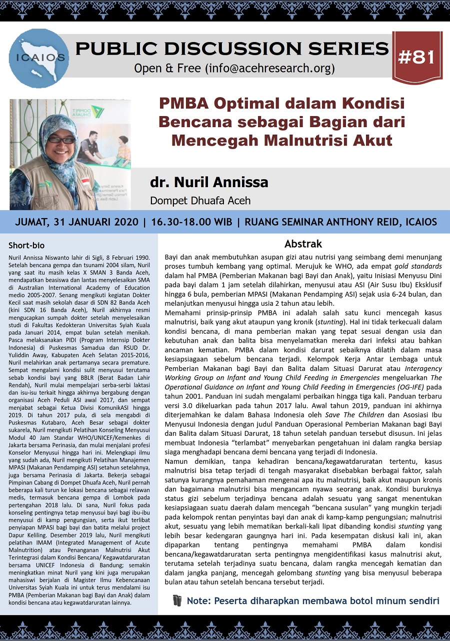 PDS #81: PMBA Optimal dalam Kondisi Bencana sebagai Bagian dari Mencegah Malnutrisi Akut