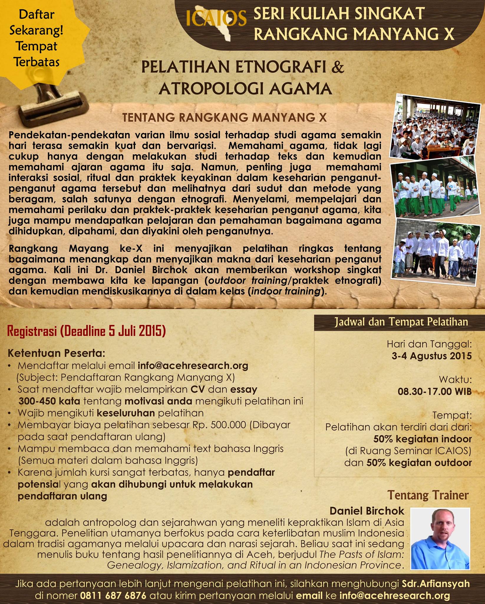 Rangkang Manyang X:  Pelatihan Etnografi & Atropologi Agama