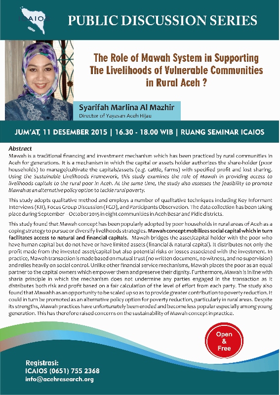 PDS: The Role of Mawah System in Supporting The Livelihoods of Vulnerable Communities in Rural Aceh?