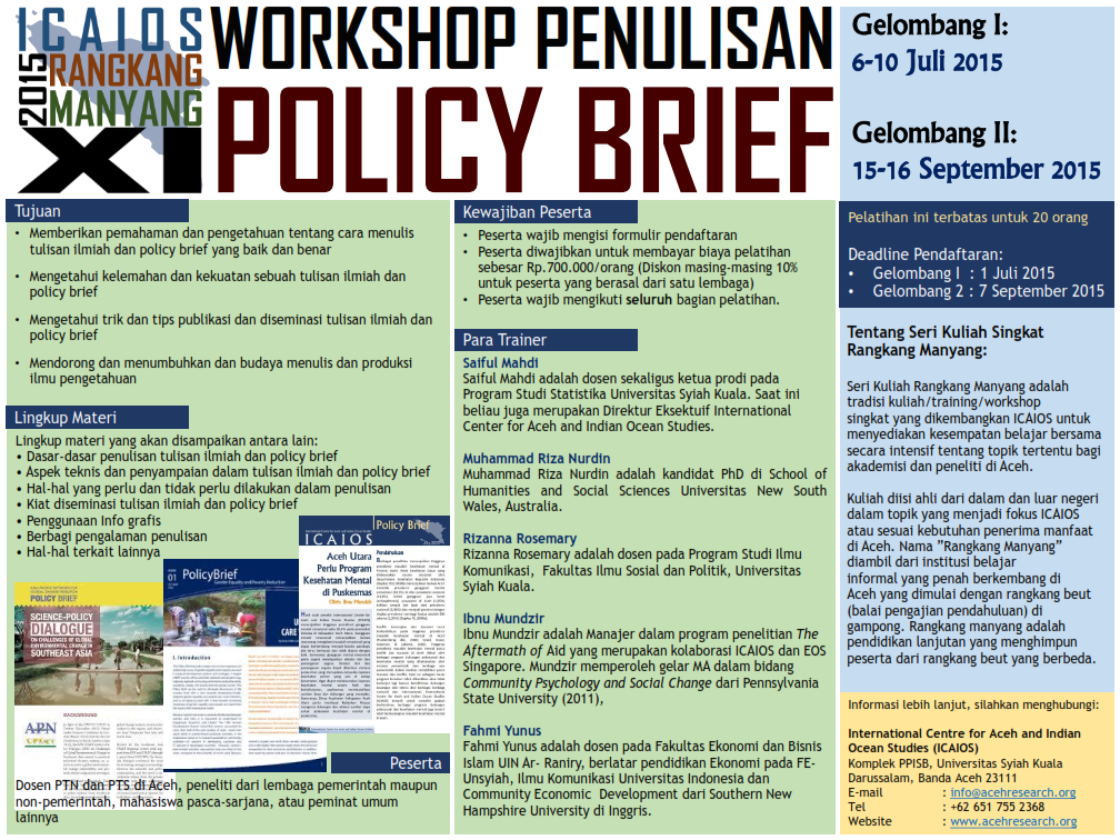 Rangkang Manyang XI: Workshop Penulisan Policy Brief