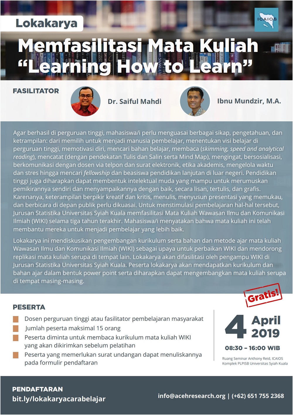 Lokakarya: Memfasilitasi Mata Kuliah " Learning How to Learn"