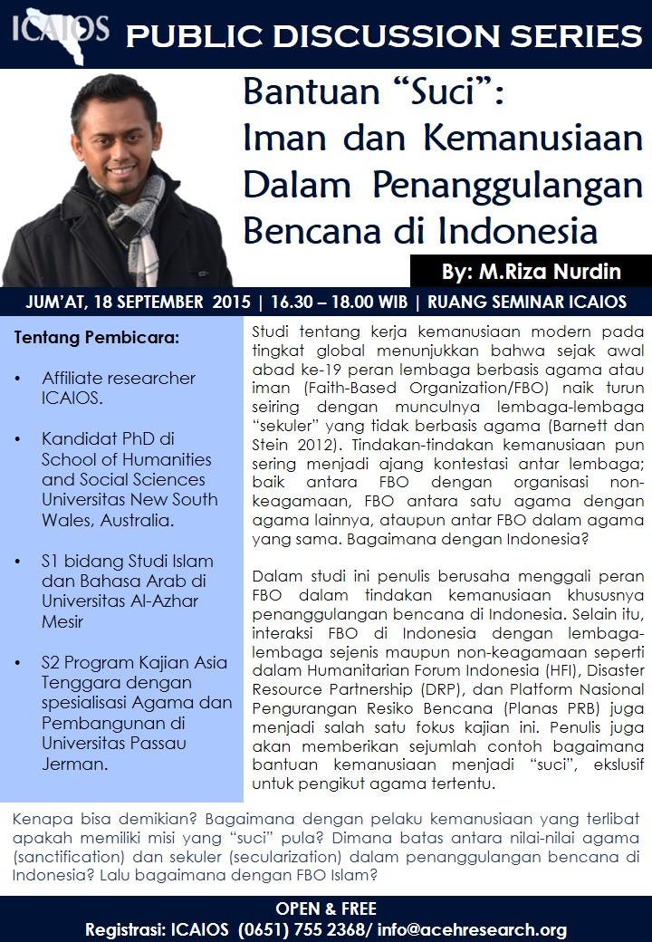 PDS: Bantuan “Suci”: Iman dan Kemanusiaan Dalam Penanggulangan Bencana di Indonesia