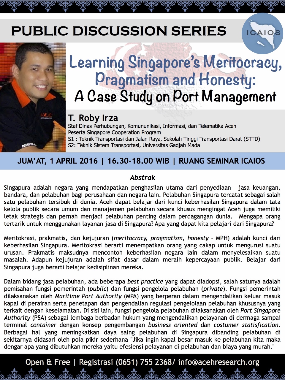 PDS:  Learning Singapore’s Meritocracy, Pragmatism and Honesty: A Case Study on Port Management