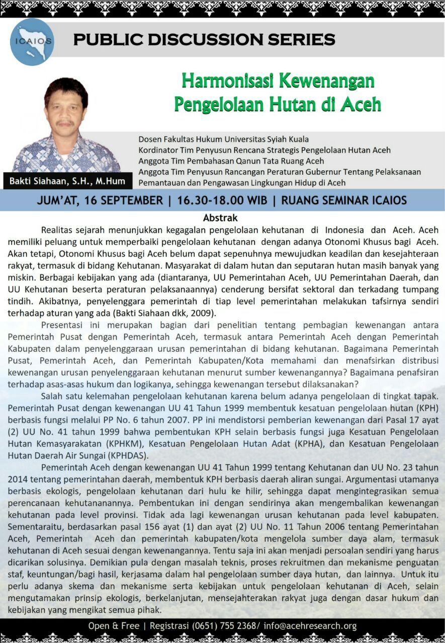 Harmonisasi Kewenangan Pengelolaan Hutan di Aceh