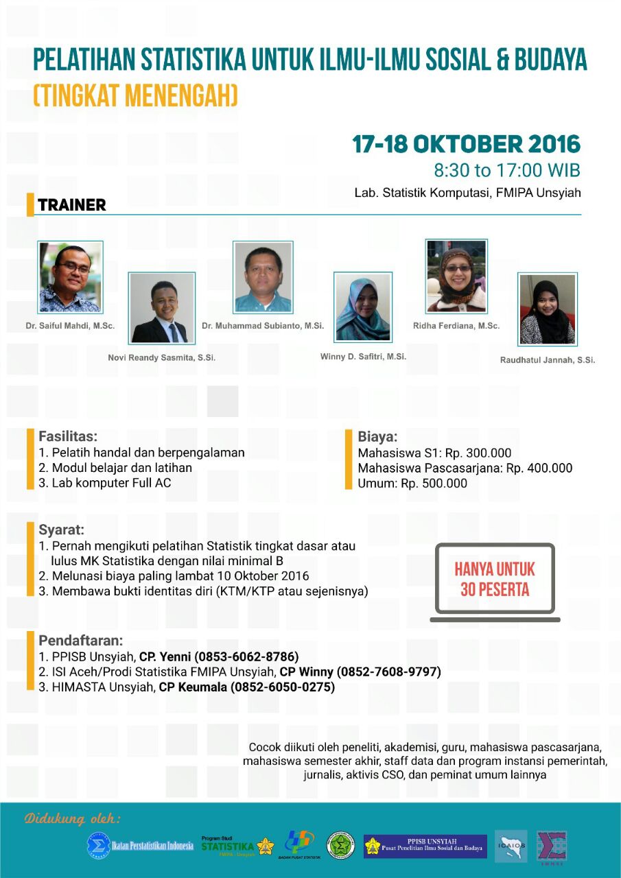 Pelatihan Statistika untuk Ilmu-ilmu Sosial dan Budaya