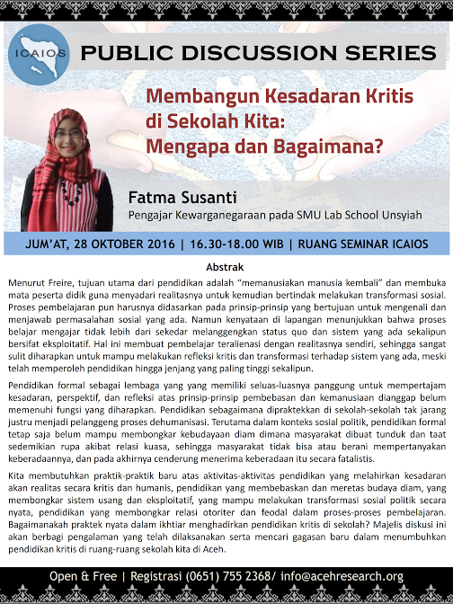 Membangun Kesadaran Kritis di Sekolah Kita : Mengapa dan Bagaimana?